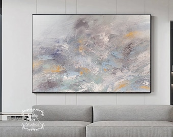 Large Abstract Painting on Canvas Modern Textured Abstract Painting Gray Textured Painting Modern Minimalist Abstract Art Framed Painting