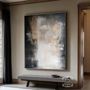 Black Minimalist Wall Art Large Brown Abstract Painting Brown and Black Abstract Canvas Art Modern Painting Black Wall Canvas Art a