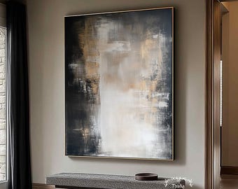 Black Minimalist Wall Art Large Brown Abstract Painting Brown and Black Abstract Canvas Art Modern Painting Black Wall Canvas Art a