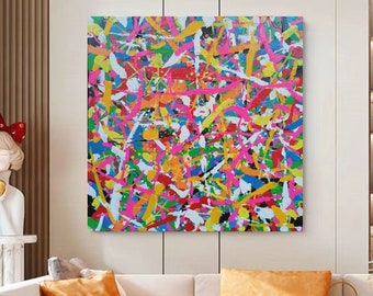 Large Colorful Abstract Painting Pink Abstract Painting Original Abstract Painting Contemporary Art Modern Acrylic Abstract Painting