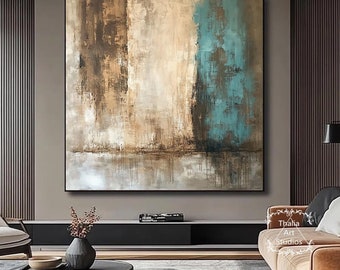 ブラウンのテクスチャー抽象画ウォールアート ニュートラルベージュ