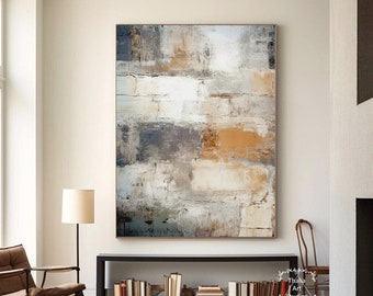 Large abstract minimalist painting grey texture abstract painting grey and brown abstract wall art modern wabi-sabi style decorative art