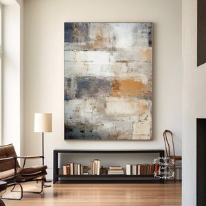 Large abstract minimalist painting grey texture abstract painting grey and brown abstract wall art modern wabi-sabi style decorative art