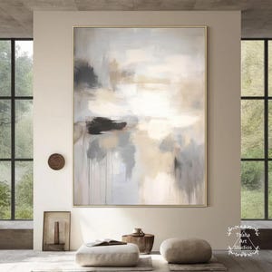 Handmade Grey Abstract Oil Painting Art Modern Minimalist Texture Painting Large Size Minimalist Abstract Grey Painting Bedroom Art