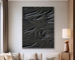 Quadro Astratto Floreale In Bianco E Nero, Set Da 3, 40,6x61 Cm Ciascuno, Arte Da Parete Per Soggiorno