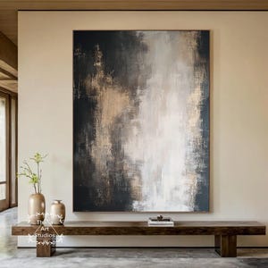 Black And Brown Abstract Painting Large Black Abstract Painting Off-White Abstract Painting Modern Brown Texture Decorative Art