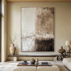 Large Brown Wabi-Sabi Wall Painting Brown Abstract Painting Large Beige and Brown Abstract Painting Modern Brown Minimalist Abstract  Art