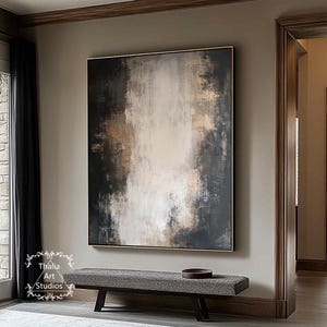 Large Black and Brown Abstract Art Brown Wabi Sabi Decor Art Beige Abstract Painting Black Abstract Painting Modern Minimalist Wall Art