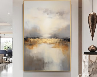 Grey And Gold Modern Abstract Art Painting Modern Grey Abstract Wall Art Gold Texture Minimalist Wall Art Modern Home Decoration Painting