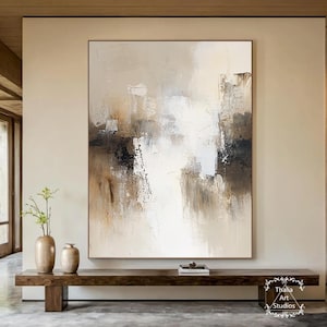 Brown Abstract Wabi-Sabi Decorative Painting Large Brown Abstract Wall Art Large Beige Abstract Art Neutral Minimalist Decorative Painting