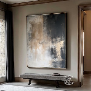 Large black and brown abstract painting Black wabi sabi decorative art Brown abstract painting Black abstract painting Modern minimalist art