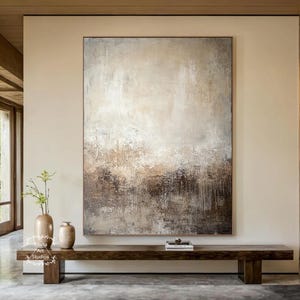 Brown Beige Wabi-Sabi Minimalist Art Beige Abstract Painting Large Brown Wall Art Modern Black Minimalist Abstract Texture Wall Art