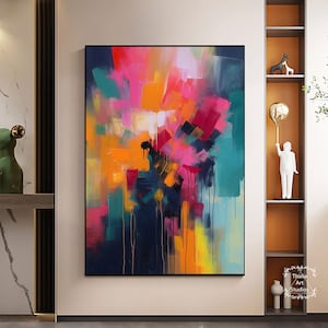 Large Colorful Abstract Painting Pink Abstract Texture Painting Original Abstract Texture Wall Art Bedroom Decoration Painting