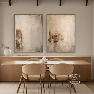 Brown Set of 2 Abstract Minimalist Art Beige and Brown Minimalist Painting Large Brown Abstract Painting Bedroom Minimalist Decorative Art