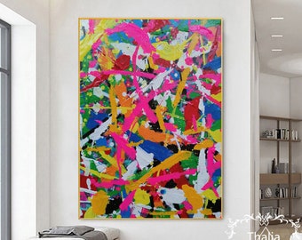 Colorful Abstract Canvas Painting Large Abstract Painting Modern Colorful Abstract Painting Large Abstract Wall Art Living Room Wall Art
