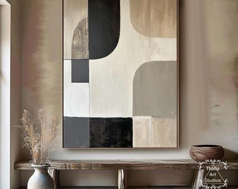 Brown and Beige Abstract Painting Large 3D Beige Texture Art Brown Canvas Painting Acrylic Abstract Painting Minimalist Decorative Painting