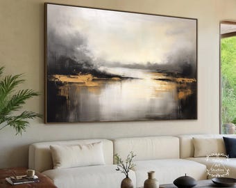 オリジナルの黒と金の抽象画、テクスチャのある壁アート - Etsy 日本