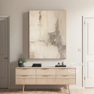 Large Beige 3D Textured Abstract Painting Beige Minimalist Canvas Painting Gray Abstract Wall Art Gray Minimalist Wall Art Living Room Art