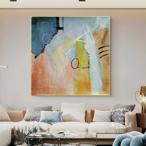 Large Minimalist Abstract Painting Orange Abstract Painting Green Painting On Canvas Geometric Abstract Minimalist Abstract Painting