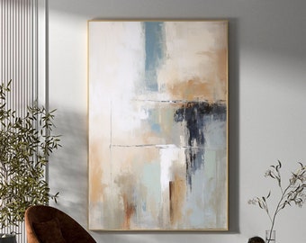 Large Minimalist Abstract Painting Original Abstract Wall Art Blue Abstract Painting Brown Abstract Art Modern Living Room Decor Wall Art