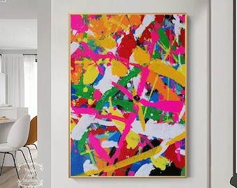 カラフルな抽象画 大きなカラフルな抽象画 アート 明るい抽象画 壁