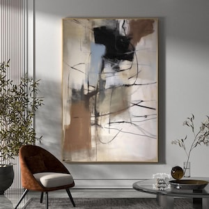 Original Brown Textured Canvas Painting Large Brown Abstract Wall Art Brown Abstract Painting Gray Minimalist Bedroom Decor Painting