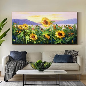 ひまわり オリジナル抽象画 キャンバスの油絵 花 壁アート ひまわり オリジナル抽象画 キャンバスの油絵 花 壁アート