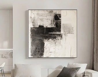 Black and White Abstract Minimalist Painting Black Abstract Painting White Abstract Painting Modern Decorative Painting Large Wall Art