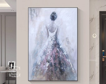 Original Ballet Girl Painting Large Girl Back View Abstract Painting Sexy Woman Frame Painting Figure Painting Living Room Decoration Art
