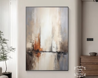 Original Brown Abstract Painting Abstract Canvas Painting Beige Blue Textured Wall Art Neutral Abstract Wall Art Brown Wall Art Home Art