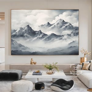 Large Abstract Mountains Oil Painting Natural Landscape Painting Cloud Texture Wall Art Mountain Texture Art Living Room Decoration Wall Art