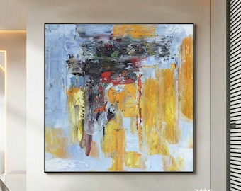 Original Abstract Texture Painting Yellow Abstract Acrylic Painting Large Abstract Wall Art Modern Abstract Painting Living Room Painting