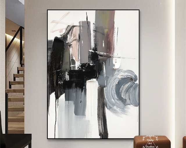FajerminArt 3 Pcs Quadri Moderni Grande Stampa su Tela Con Cornice Foglia di Nero e Oro pittura su tela poster Decorazione Murale Soggiorno Camera da letto 90x40cm(30x40cmx3