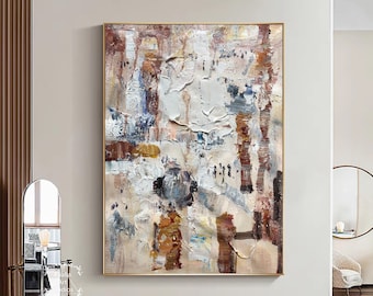 Large Original Textured Abstract Painting Brown Textured Abstract Painting Brown Canvas Painting White Abstract Painting White Textured Art