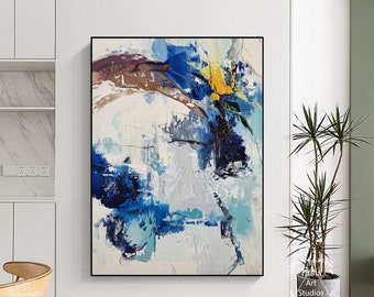 Minimalist Abstract Painting Large Blue Abstract Canvas Painting Landscape Abstract Painting Brown Abstract Wall Art Modern Minimalist Art