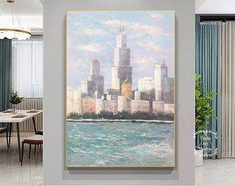 Large Original Abstract City Painting Urban Art Painting City Skyline Painting New York City Landscape Painting Large Abstract Wall Art