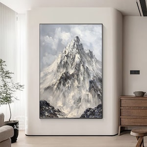 Original Landscape Painting Abstract Painting Snow Mountain Painting Decoration Painting Winter Snow Landscape Painting Gray Abstract Art