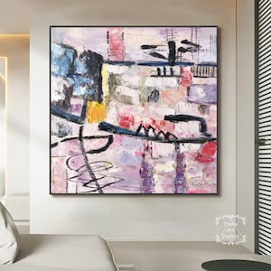 Large Colorful Abstract Painting Bright Abstract Painting Original Abstract Art Pink Abstract Texture Painting Modern Abstract Painting