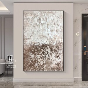 Beige and White Abstract Painting Beige Textured Wall Art White Textured Painting Large Minimalist Abstract Painting Brown Abstract Painting