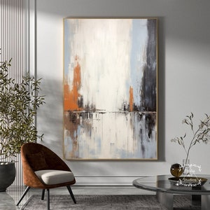 Blue and Black Abstract Painting Large Abstract Wall Art Brown Textured Abstract Painting Original Handmade Painting Decorative Painting