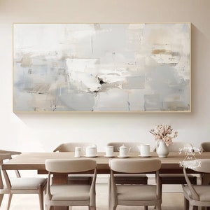 Large Gray Minimalist Abstract Painting Minimalist Abstract Art Gray Abstract Wall Art Gray and White Painting Bedroom Decoration Painting
