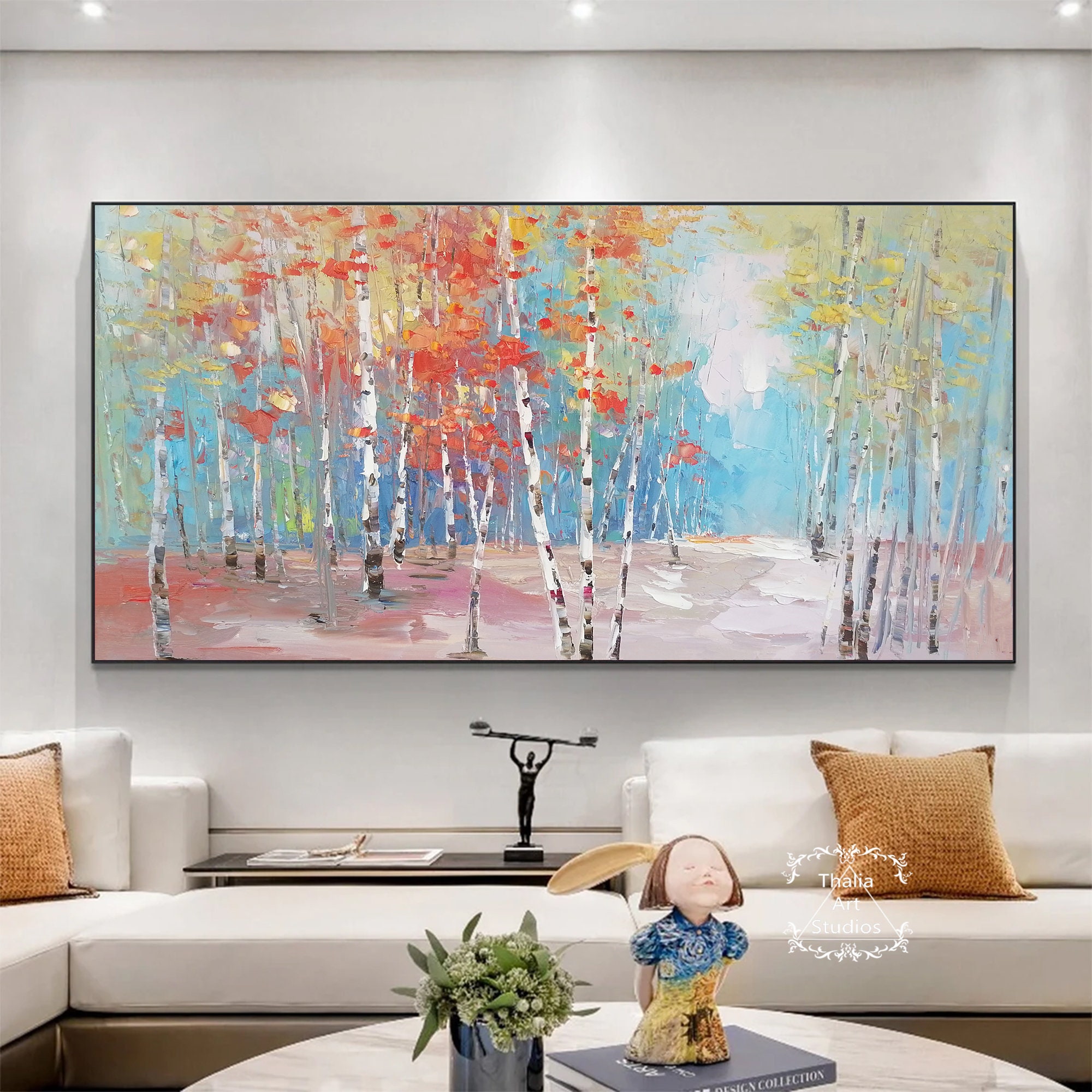 油彩　額装　出身　『ワレンチン　カザチョク』画　夏風景　白樺の木 油彩 額装 ウクライナ出身 『ワレンチン カザチョク』画 夏風景