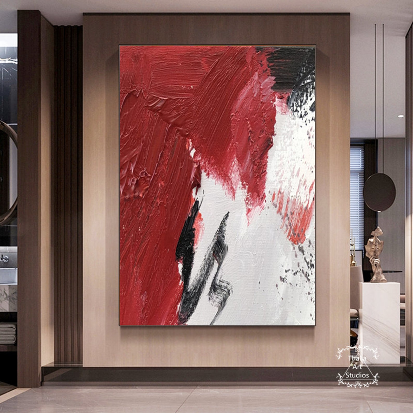 Large Red Abstract Painting Original Red Abstract Wall Art Red Etsy