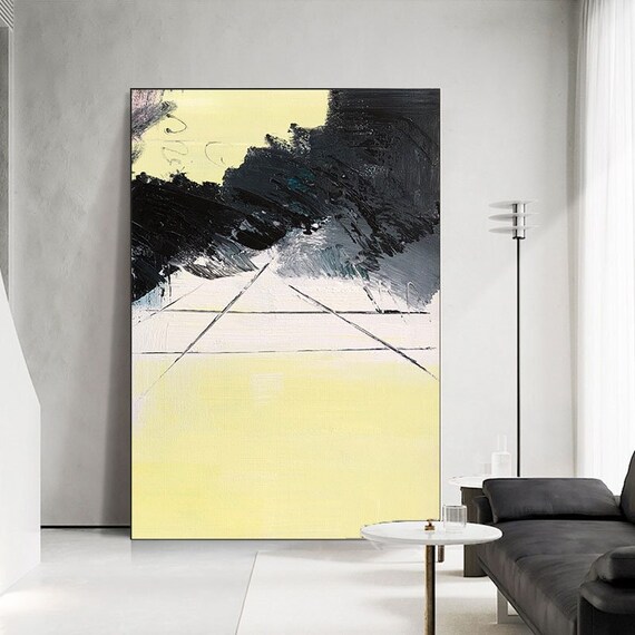 Large Yellow Abstract Painting Yellow Minimalist Painting Etsy