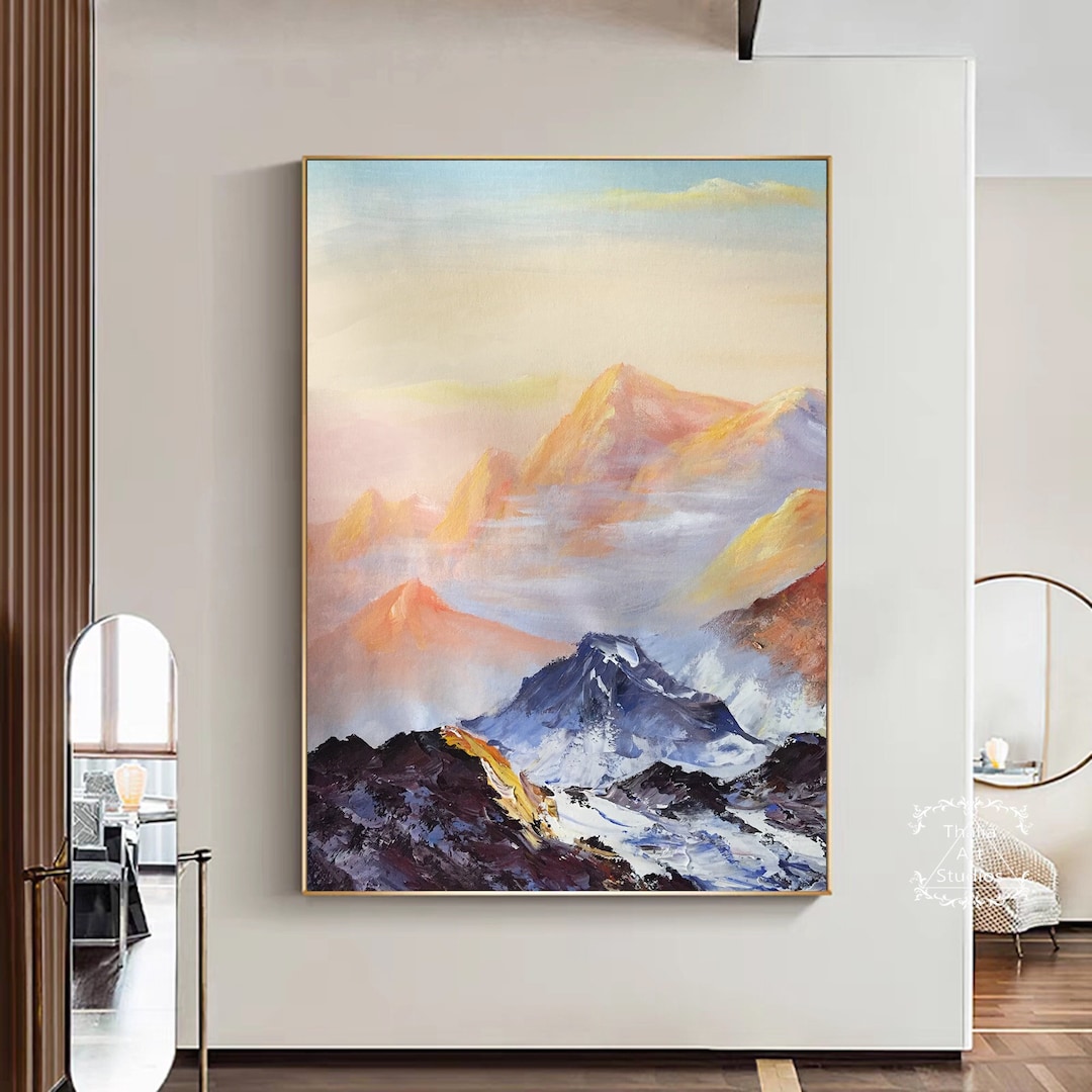 Mountain Landscape Painting Large Mountain Landscape Painting Golden
