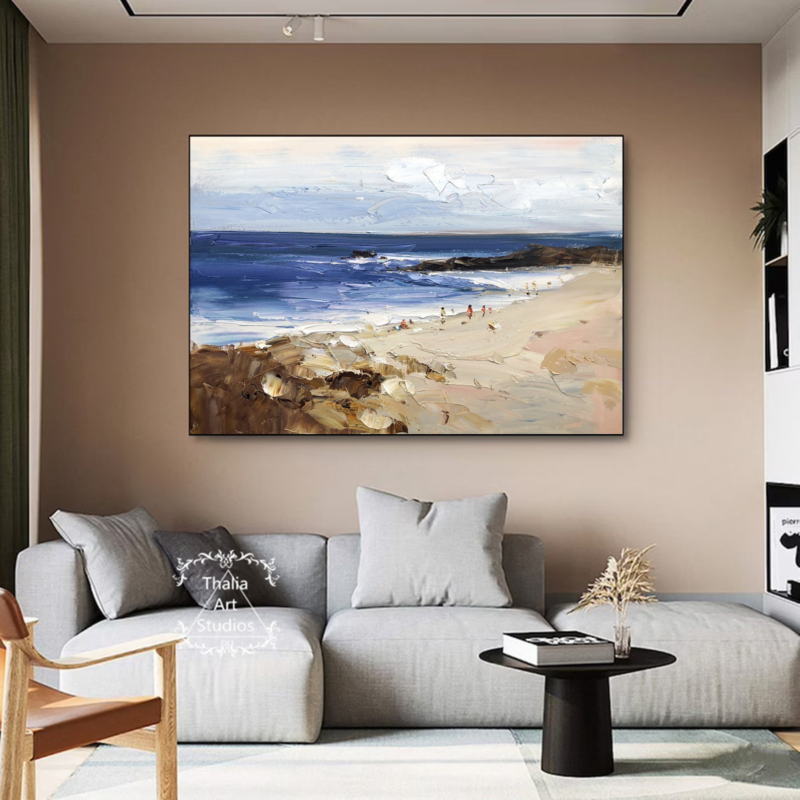 Large Beach Paintings Original Beach Abstract Paintings Blue Etsy