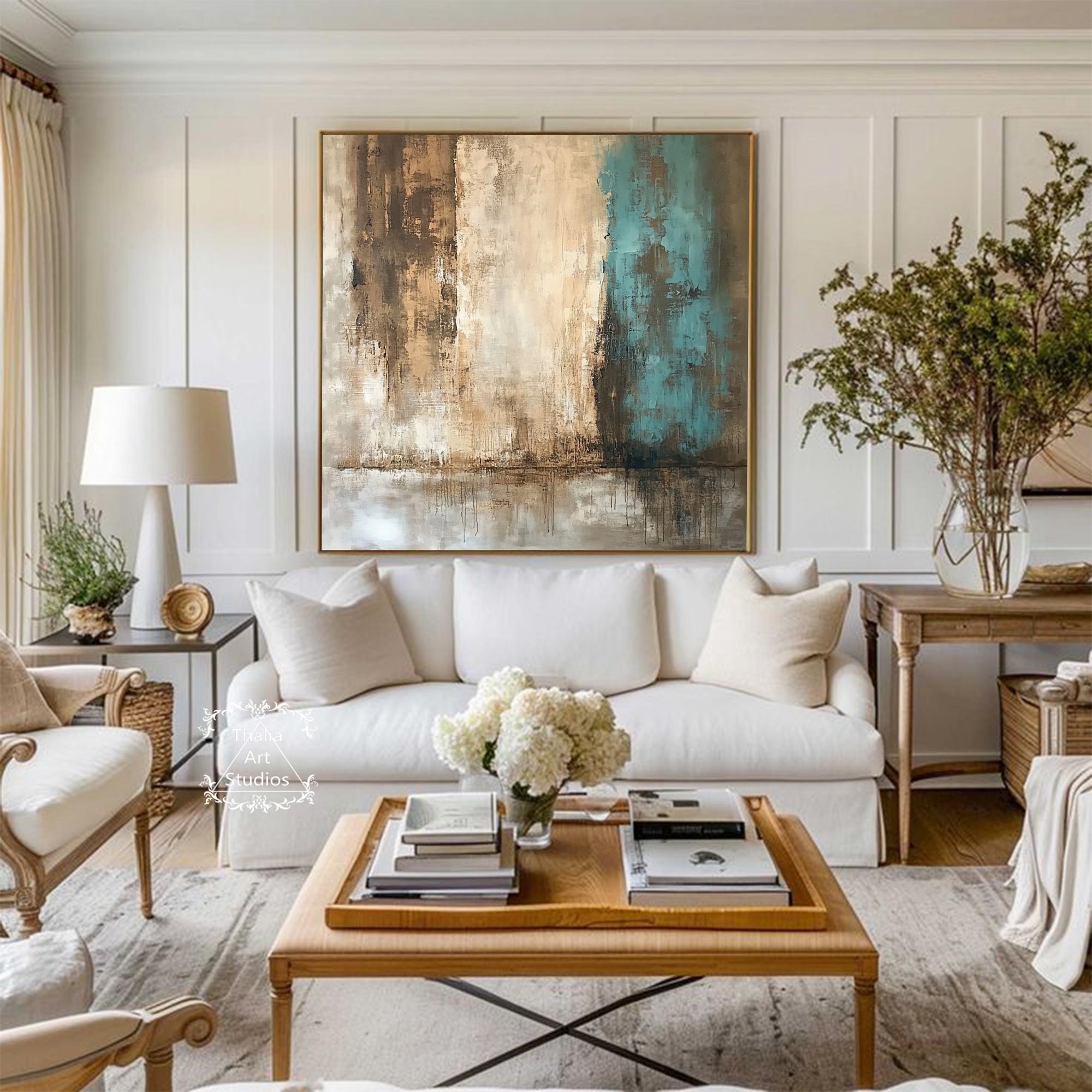 ブラウンのテクスチャー抽象画ウォールアート ニュートラルベージュ