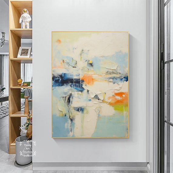 抽象油彩画 青とオレンジ 抽象油彩画 青とオレンジ 抽象油彩画 青と