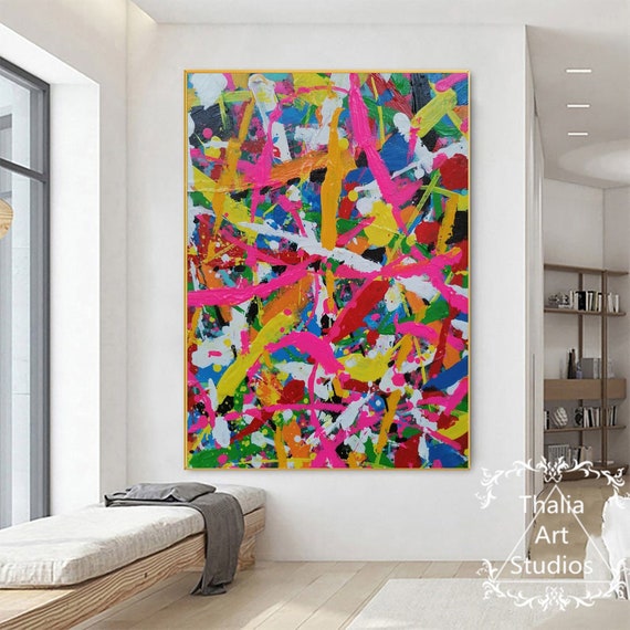 Grote abstracte schilderkunst Kleurrijke abstracte - Etsy Nederland