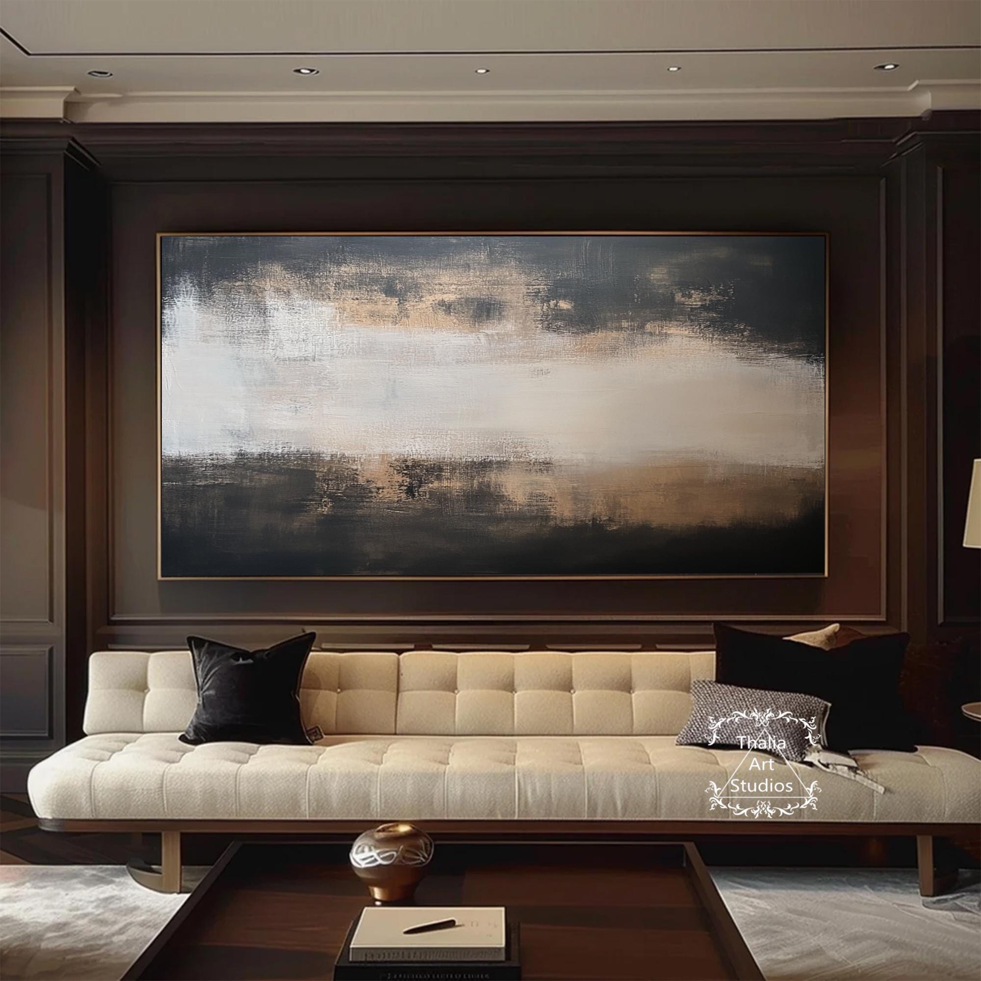 Large Black and Brown Abstract Painting Black and Brown Wall Art Black ...